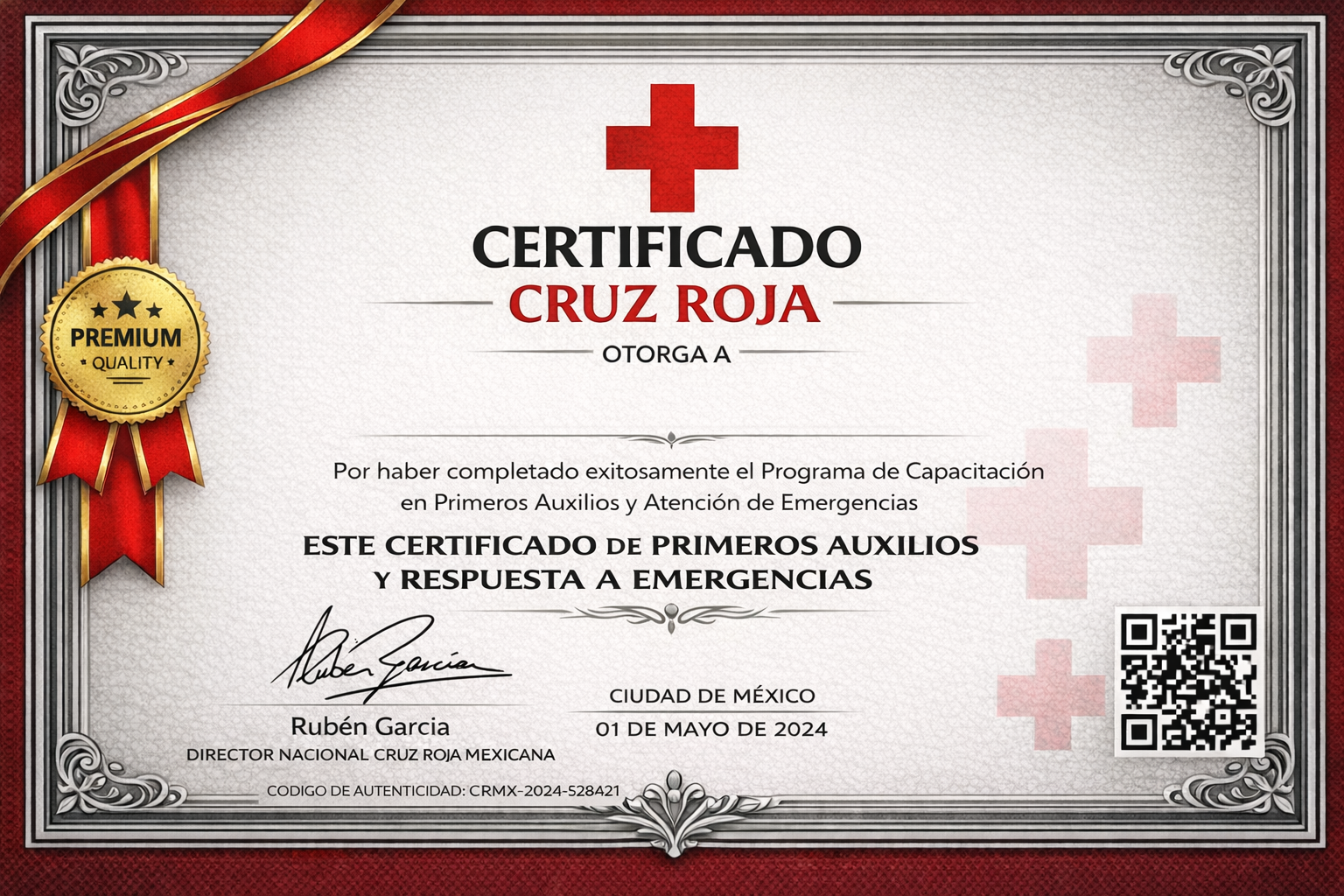 Certificado Cruz Roja